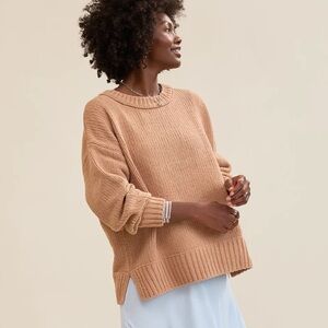 Aerie Cozy Oversized Chunky Knit Neutral Beige Loungewear Crewneck Sweater